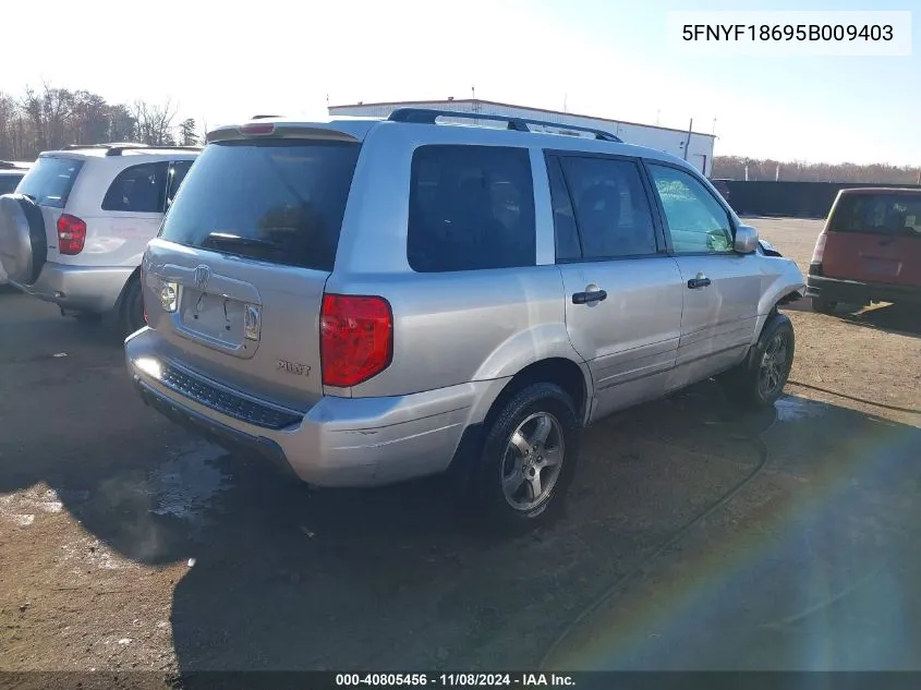 2005 Honda Pilot Ex-L VIN: 5FNYF18695B009403 Lot: 40805456