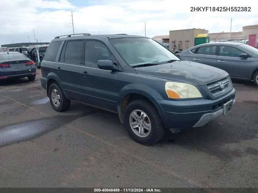 2005 Honda Pilot Ex VIN: 2HKYF18425H552382 Lot: 40848489