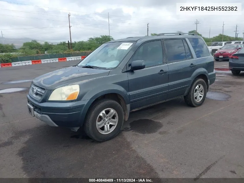 2005 Honda Pilot Ex VIN: 2HKYF18425H552382 Lot: 40848489