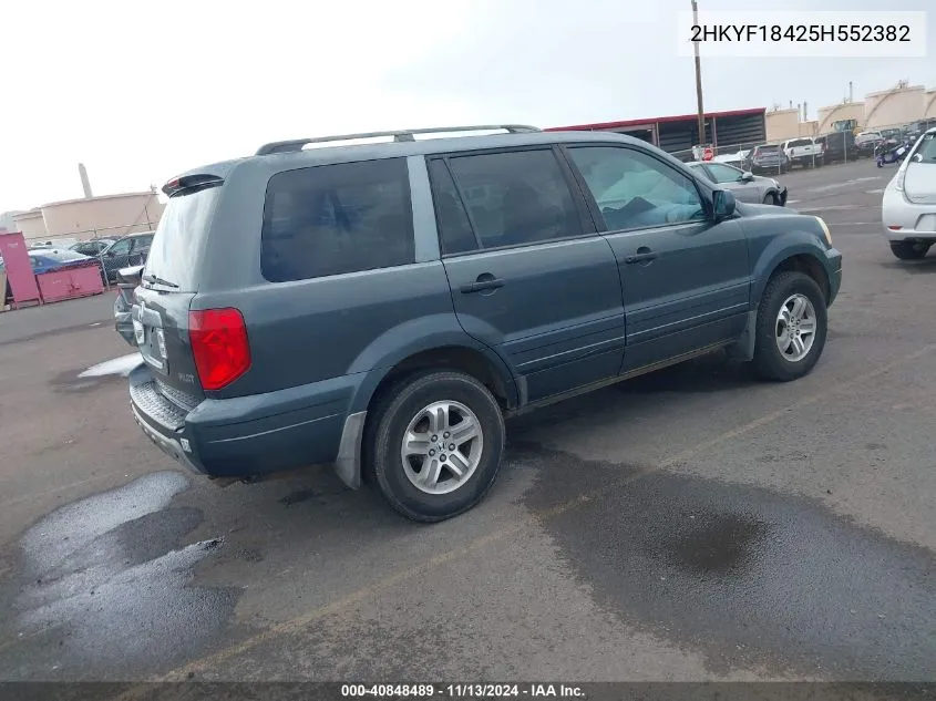 2005 Honda Pilot Ex VIN: 2HKYF18425H552382 Lot: 40848489