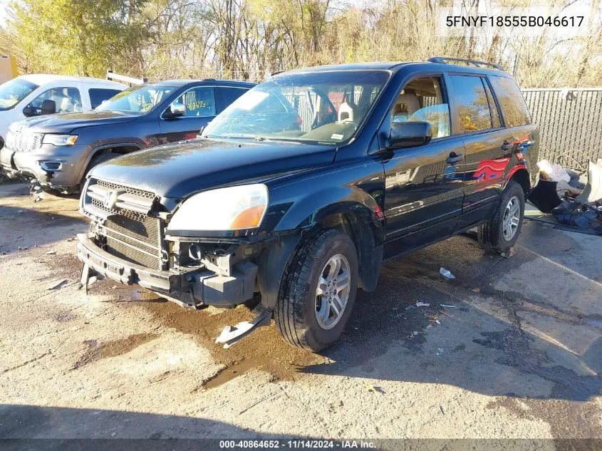 2005 Honda Pilot Ex-L VIN: 5FNYF18555B046617 Lot: 40864652