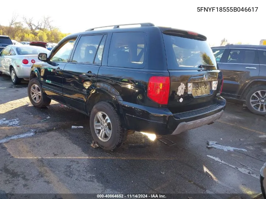 2005 Honda Pilot Ex-L VIN: 5FNYF18555B046617 Lot: 40864652