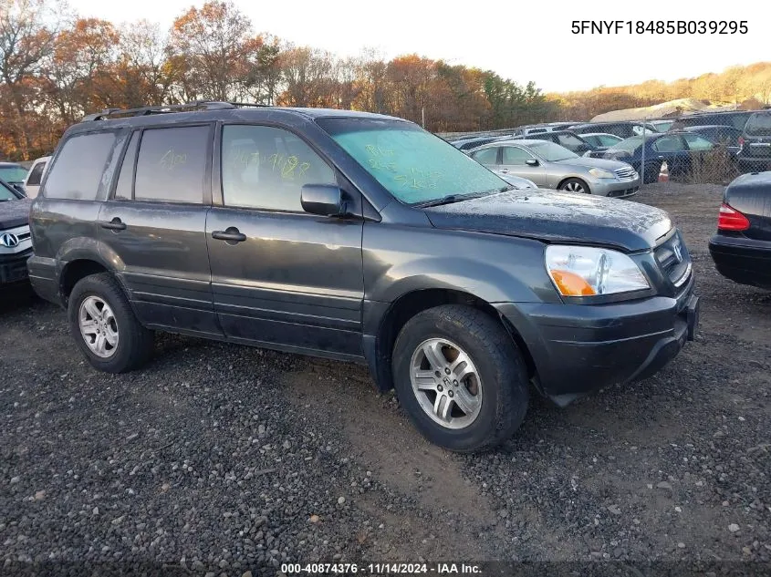 2005 Honda Pilot Ex VIN: 5FNYF18485B039295 Lot: 40874376