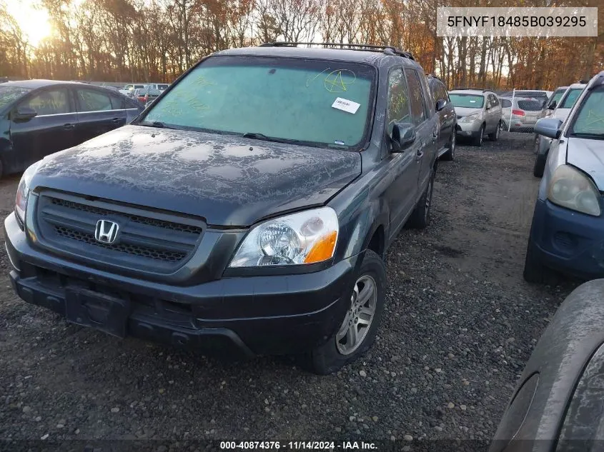 2005 Honda Pilot Ex VIN: 5FNYF18485B039295 Lot: 40874376