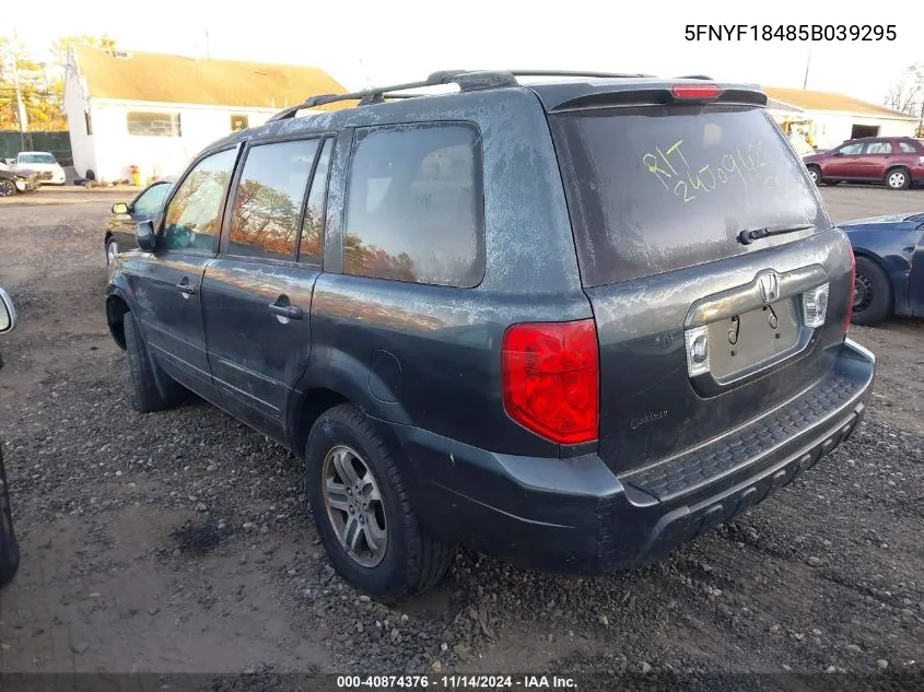 2005 Honda Pilot Ex VIN: 5FNYF18485B039295 Lot: 40874376