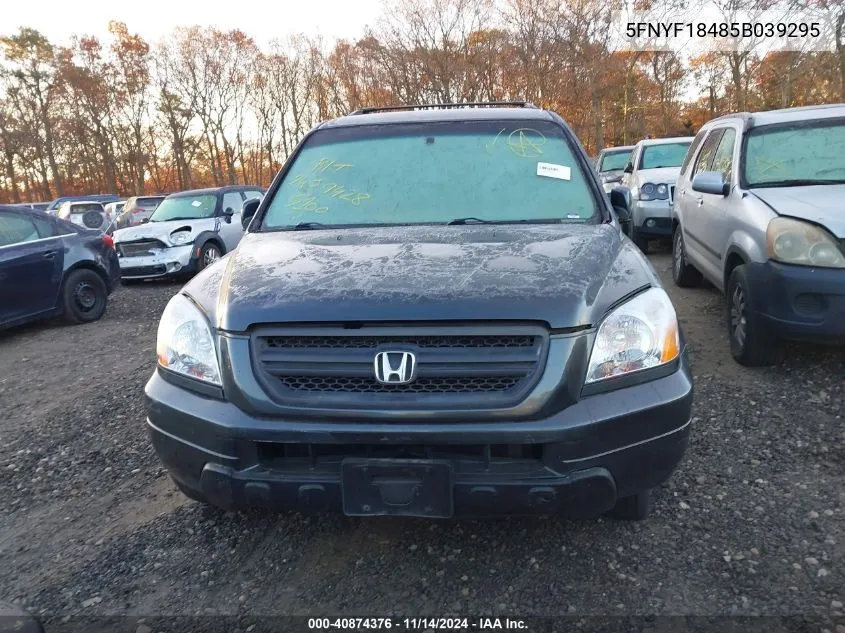 2005 Honda Pilot Ex VIN: 5FNYF18485B039295 Lot: 40874376