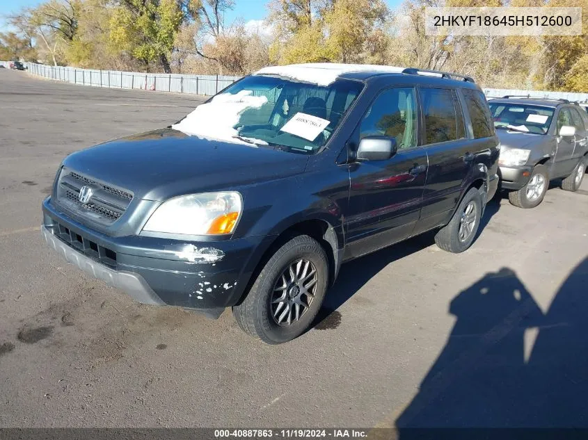 2005 Honda Pilot Ex-L VIN: 2HKYF18645H512600 Lot: 40887863