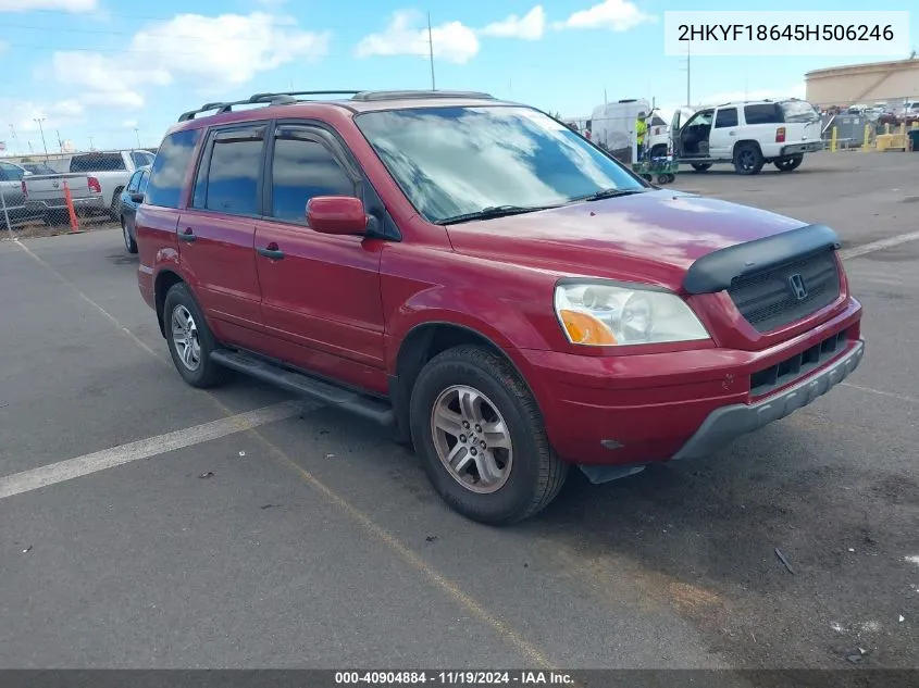 2005 Honda Pilot Ex-L VIN: 2HKYF18645H506246 Lot: 40904884