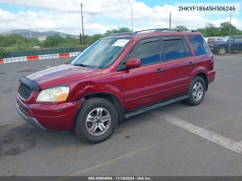 2005 Honda Pilot Ex-L VIN: 2HKYF18645H506246 Lot: 40904884