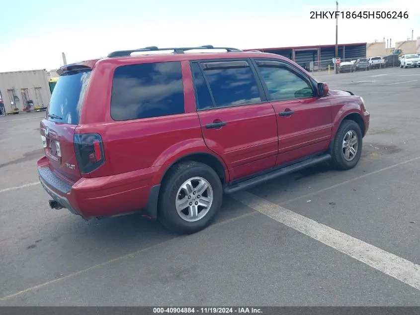 2005 Honda Pilot Ex-L VIN: 2HKYF18645H506246 Lot: 40904884