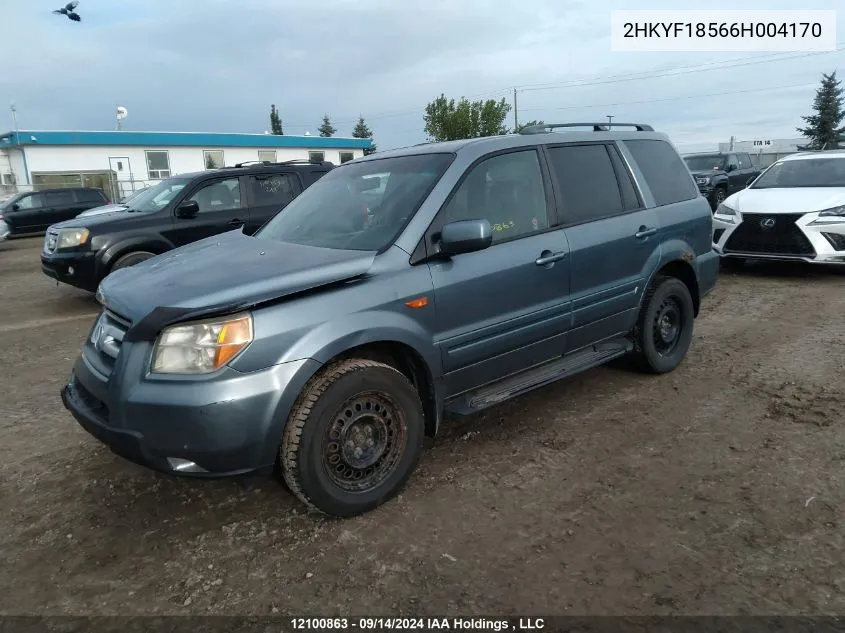 2006 Honda Pilot Ex VIN: 2HKYF18566H004170 Lot: 12100863