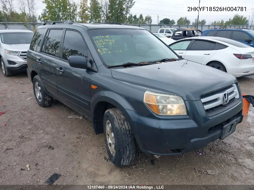 2HKYF18526H004781 2006 Honda Pilot