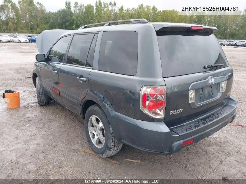 2HKYF18526H004781 2006 Honda Pilot