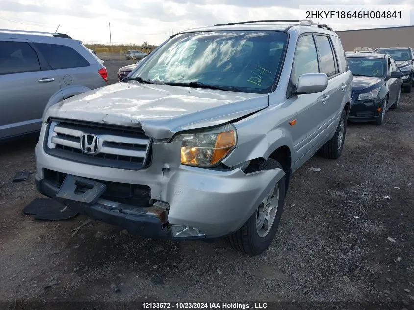 2006 Honda Pilot Ex VIN: 2HKYF18646H004841 Lot: 12133572