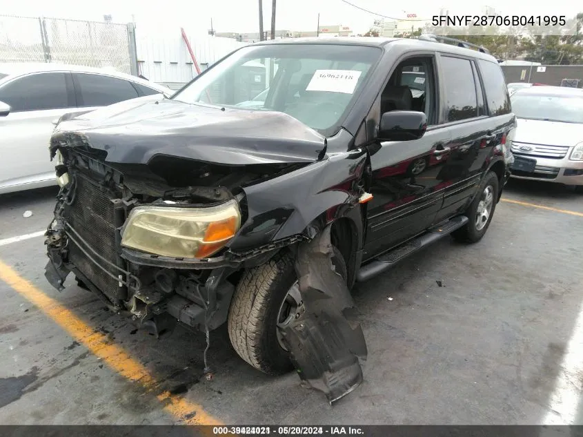 2006 Honda Pilot Ex-L VIN: 5FNYF28706B041995 Lot: 39424021