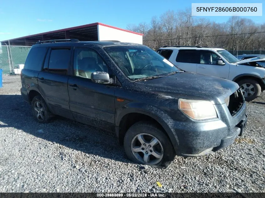 5FNYF28606B000760 2006 Honda Pilot Ex-L