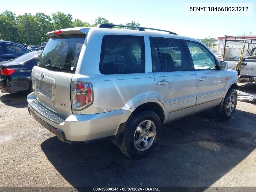 2006 Honda Pilot Ex VIN: 5FNYF18466B023212 Lot: 39590241