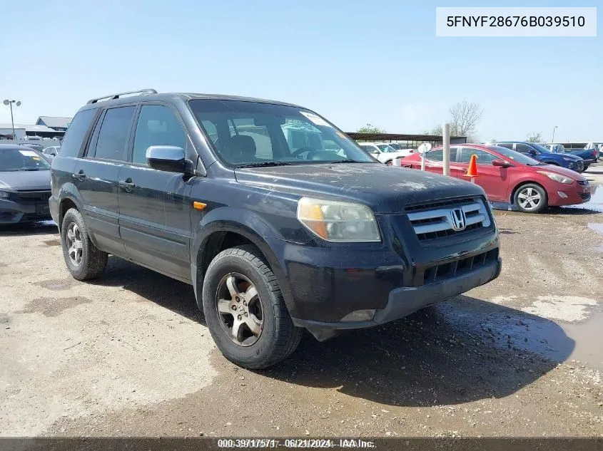 5FNYF28676B039510 2006 Honda Pilot Ex-L