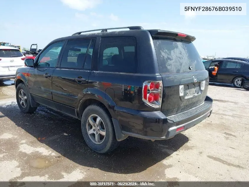 5FNYF28676B039510 2006 Honda Pilot Ex-L