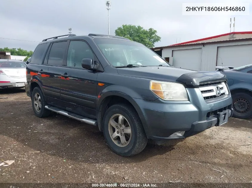 2006 Honda Pilot Ex-L VIN: 2HKYF18606H546860 Lot: 39746806