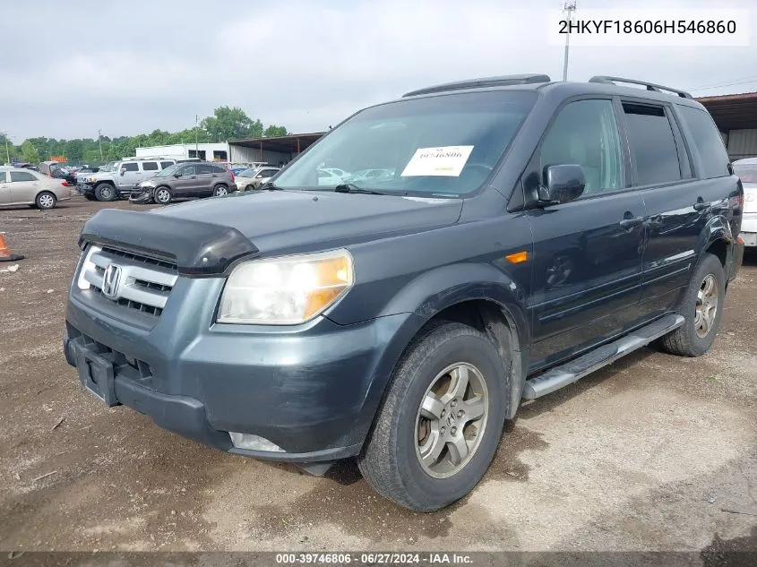 2006 Honda Pilot Ex-L VIN: 2HKYF18606H546860 Lot: 39746806