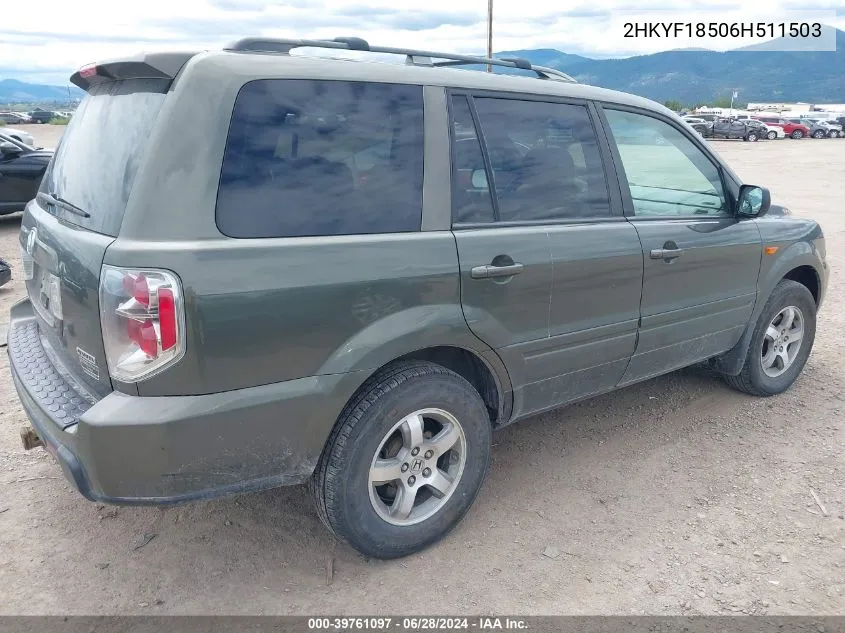 2HKYF18506H511503 2006 Honda Pilot Ex