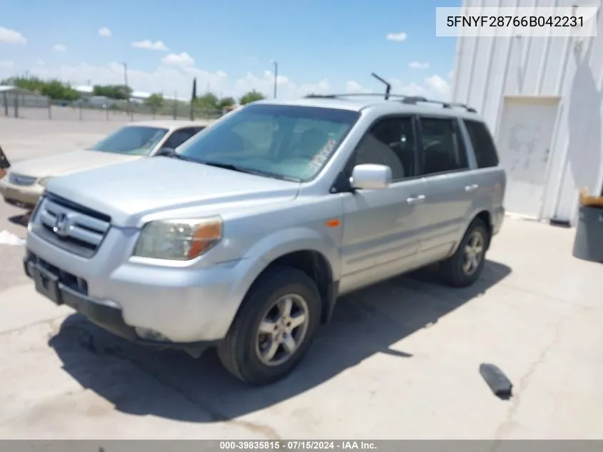 2006 Honda Pilot Ex-L VIN: 5FNYF28766B042231 Lot: 39835815