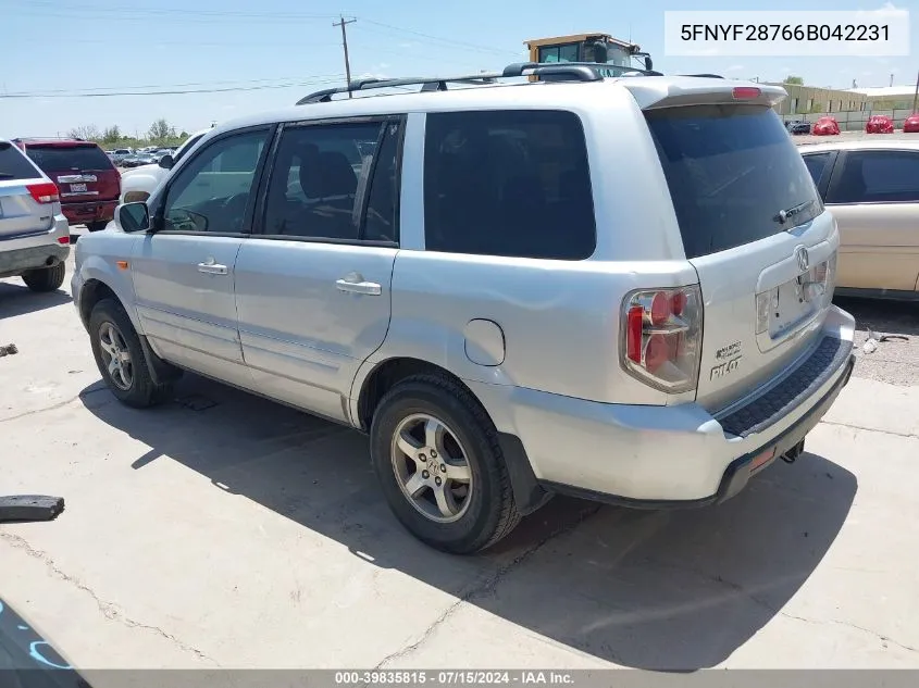 2006 Honda Pilot Ex-L VIN: 5FNYF28766B042231 Lot: 39835815