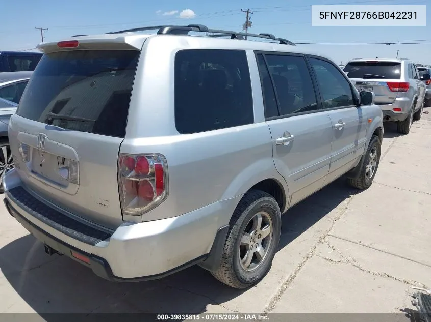 2006 Honda Pilot Ex-L VIN: 5FNYF28766B042231 Lot: 39835815