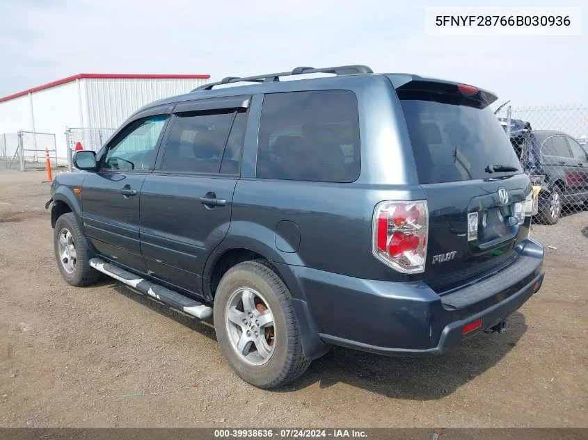 5FNYF28766B030936 2006 Honda Pilot Ex-L