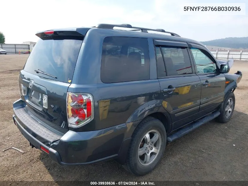 5FNYF28766B030936 2006 Honda Pilot Ex-L