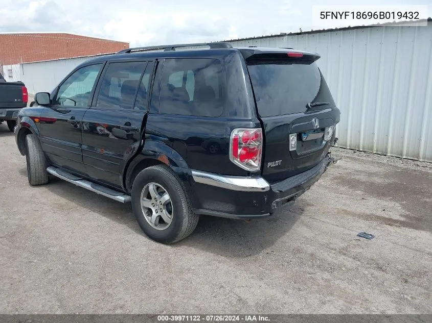 2006 Honda Pilot Ex-L VIN: 5FNYF18696B019432 Lot: 39971122