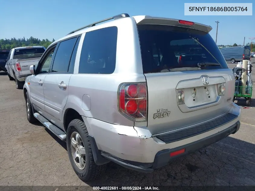 5FNYF18686B005764 2006 Honda Pilot Ex-L