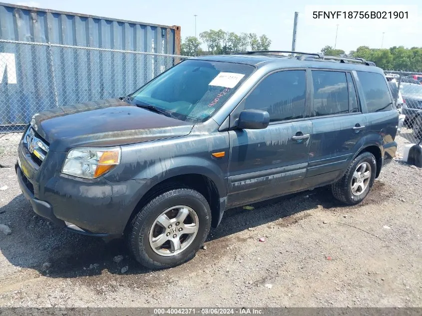 2006 Honda Pilot Ex-L VIN: 5FNYF18756B021901 Lot: 40042371