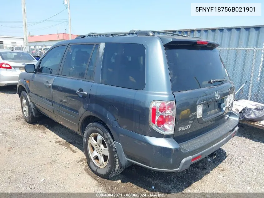 2006 Honda Pilot Ex-L VIN: 5FNYF18756B021901 Lot: 40042371