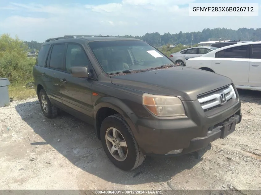 5FNYF285X6B026712 2006 Honda Pilot Ex-L