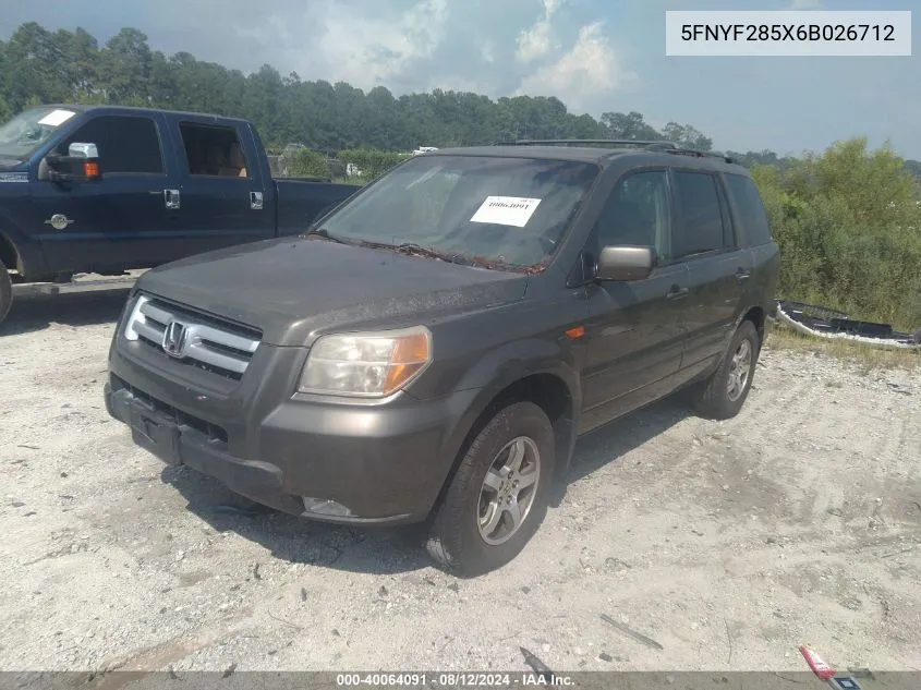 5FNYF285X6B026712 2006 Honda Pilot Ex-L