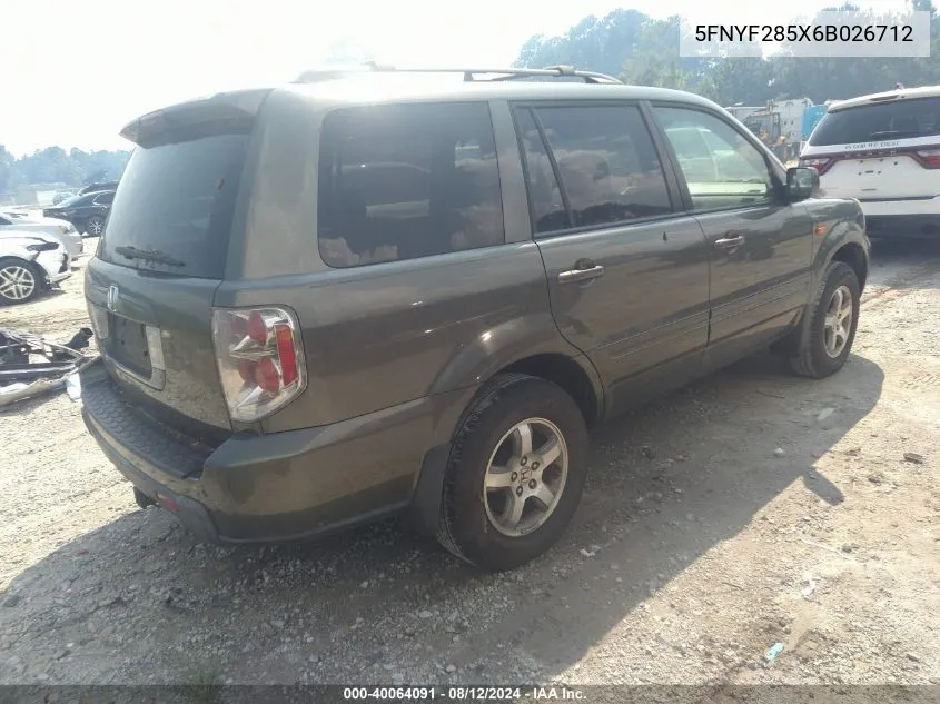 5FNYF285X6B026712 2006 Honda Pilot Ex-L