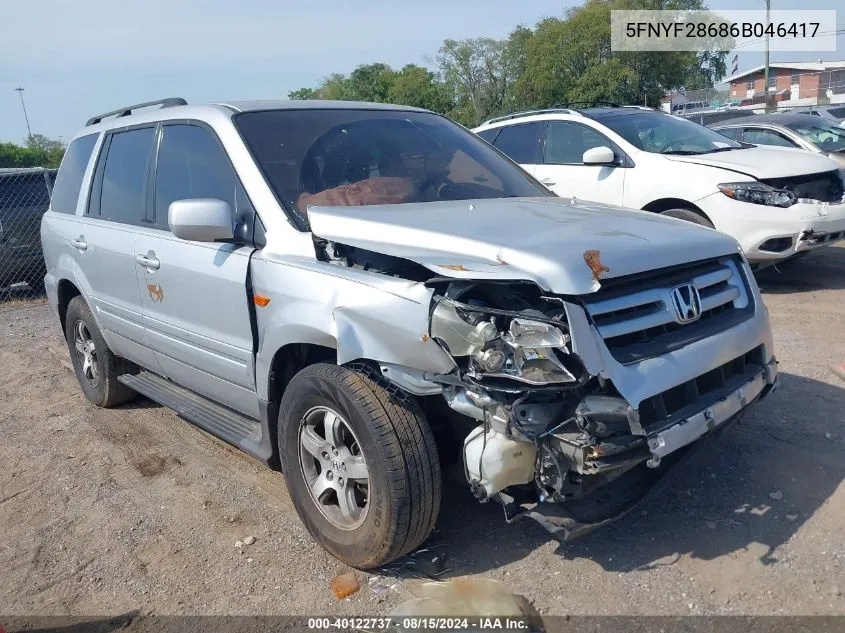 5FNYF28686B046417 2006 Honda Pilot Ex-L