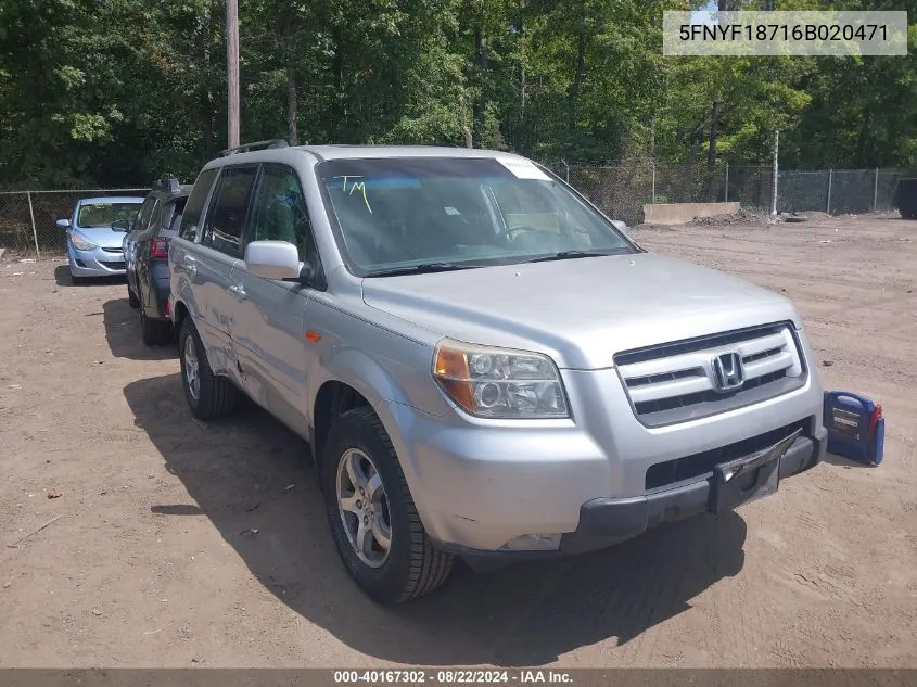 5FNYF18716B020471 2006 Honda Pilot Ex-L