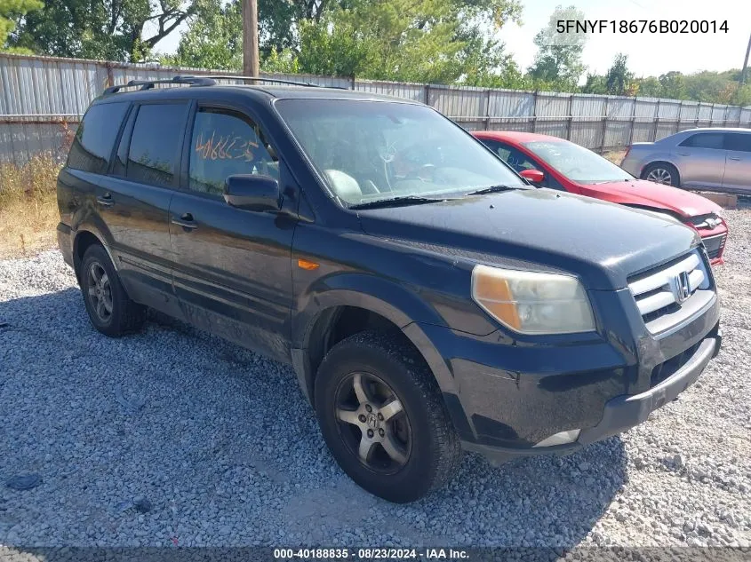 2006 Honda Pilot Ex-L VIN: 5FNYF18676B020014 Lot: 40188835