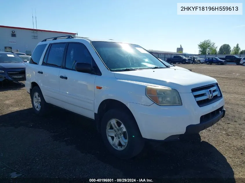 2006 Honda Pilot Lx VIN: 2HKYF18196H559613 Lot: 40196801