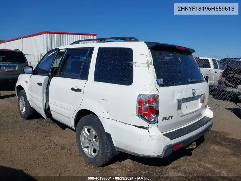 2006 Honda Pilot Lx VIN: 2HKYF18196H559613 Lot: 40196801