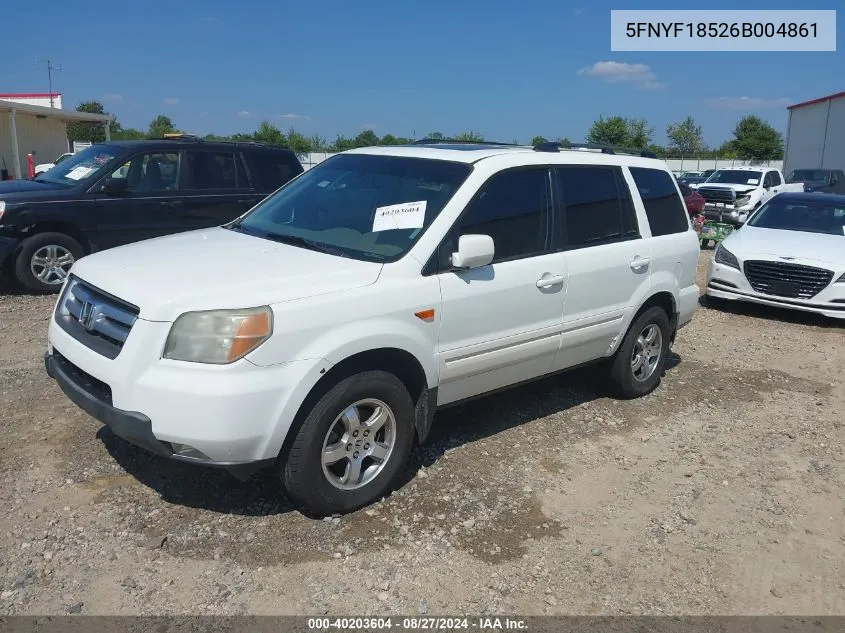 5FNYF18526B004861 2006 Honda Pilot Ex-L