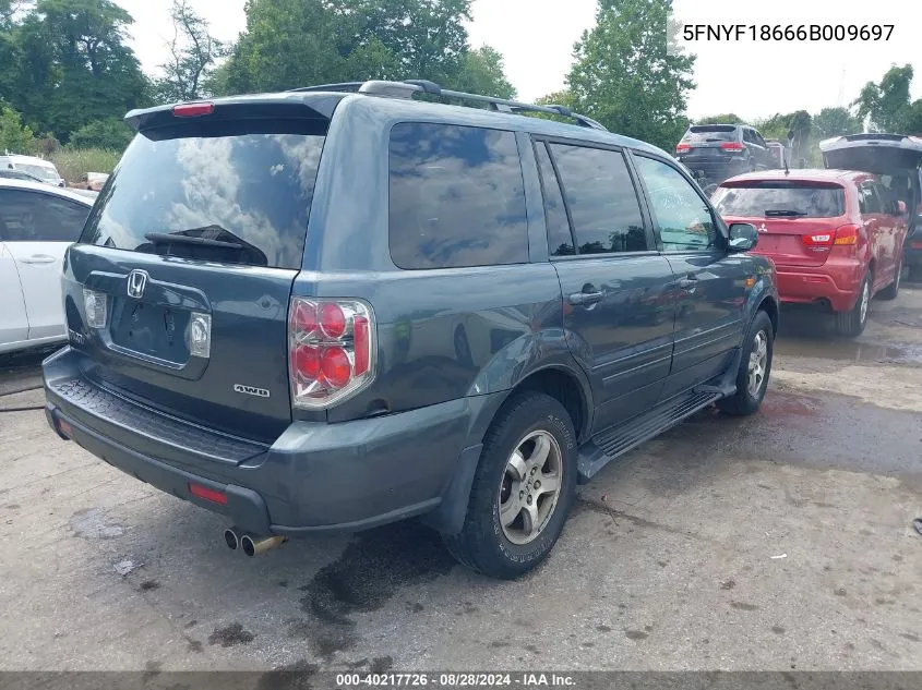 2006 Honda Pilot Ex-L VIN: 5FNYF18666B009697 Lot: 40217726