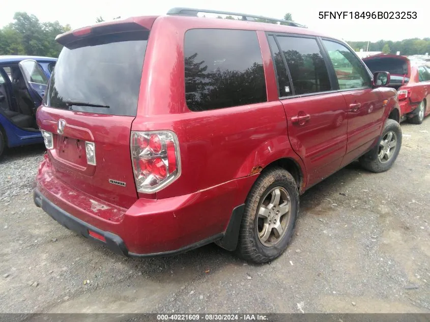 2006 Honda Pilot Ex VIN: 5FNYF18496B023253 Lot: 40221609