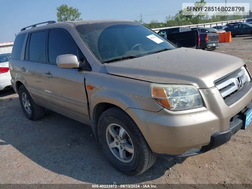 2006 Honda Pilot Ex-L VIN: 5FNYF28516B028798 Lot: 40223972