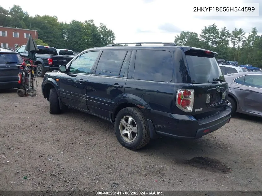 2006 Honda Pilot Ex-L VIN: 2HKYF18656H544599 Lot: 40228141