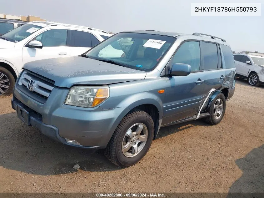 2HKYF18786H550793 2006 Honda Pilot Ex-L