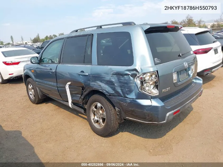 2HKYF18786H550793 2006 Honda Pilot Ex-L